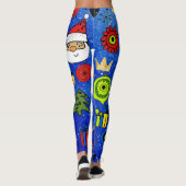 kerstpictogrammen met feestelijke kleurrijke blauw leggings (Achterkant)