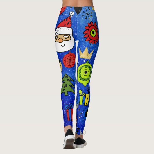 kerstpictogrammen met feestelijke kleurrijke blauw leggings (Achterkant)
