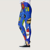 kerstpictogrammen met feestelijke kleurrijke blauw leggings (Links)