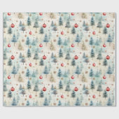 Kerstpijnbomen en Ornamenten Inpakpapier (Vlak)