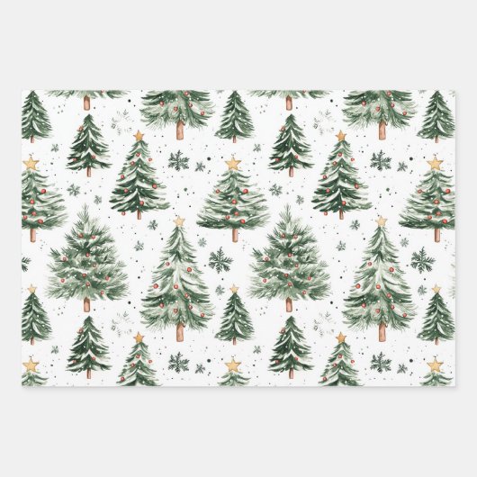 Kerstpijnbomen grillig inpakpapier vel (Voorkant)