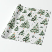 Kerstpijnbomen grillig patroon cadeaupapier (Uitgerold)