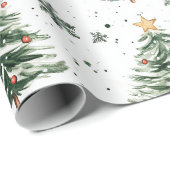 Kerstpijnbomen grillig patroon cadeaupapier (Rol Hoek)