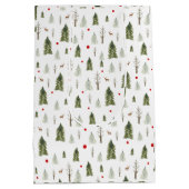 Kerstpijnbomen Groen Rood Rustieke Waterverf Medium Cadeauzakje (Achterkant)