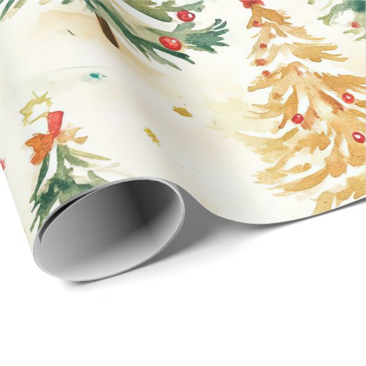 Kerstpijnbomen kleurrijk patroon cadeaupapier (Rol Hoek)
