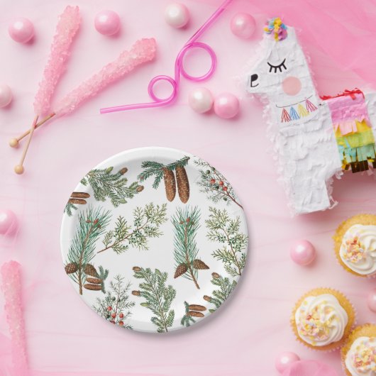 kerstpijnbomen met naaldbeschermer papieren bordje (Feest)