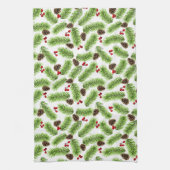 Kerstpijnboom & rode bessen theedoek (Verticaal)