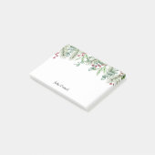 Kerstpijnboombladeren en rode bessen vakantie post-it® notes (Schuin)