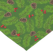 Kerstpijnboombladeren, kegels & bessen op groen korte tafelloper (Hoek)