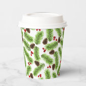 Kerstpijnboombladeren, kegels & bessen papieren bekers (Links)