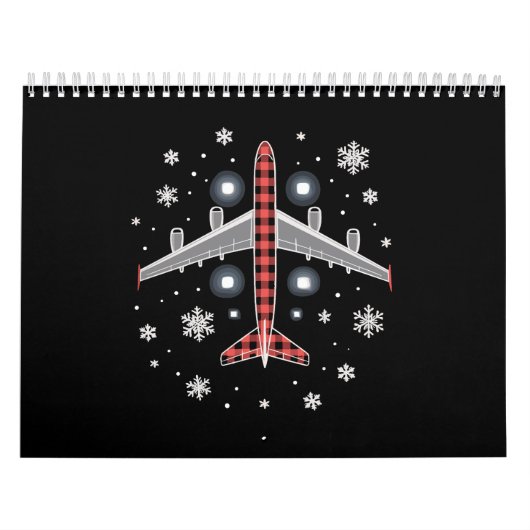 Kerstpiloot met geruite vliegtuigtrui kalender (Hoes)