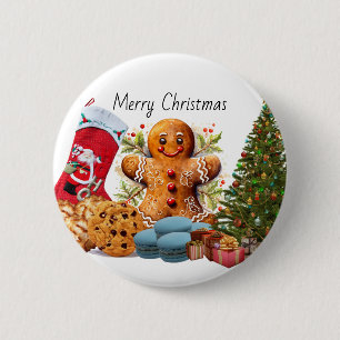 Kerstpin/ Ronde Button 5,7 Cm