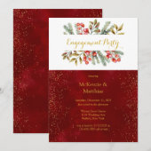 kerstpine Berry Burgundy Gold Verloving Deel Kaart (Voorkant / Achterkant)