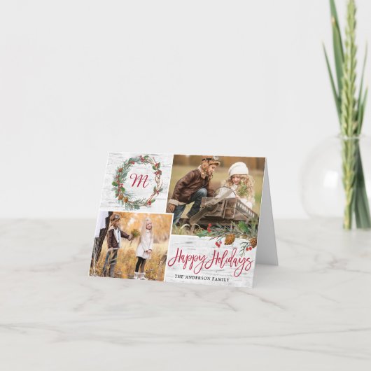 Kerstpine bevat 2 FOTOS Birch Birch Folch Feestdagen Kaart (Voorkant)