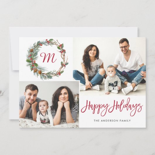Kerstpine bevat 2 FOTO'S Collage Greeting Feestdagenkaart (Voorkant)