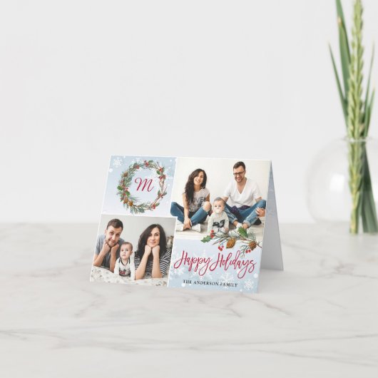 Kerstpine bevat 3 FOTOS-groet gevouwen Feestdagen Kaart (Voorkant)