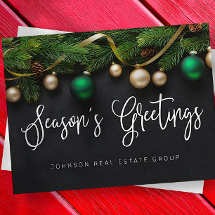 kerstpine-boom en kogelgrietings briefkaart