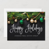 kerstpine-boom en Kogels Prettige feestdagen Briefkaart (Voorkant / Achterkant)