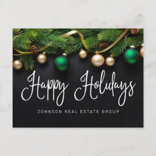 kerstpine-boom en Kogels Prettige feestdagen Briefkaart