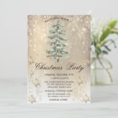 kerstpine-boom Snowflakes Gold Party Kaart (Staand voorkant)