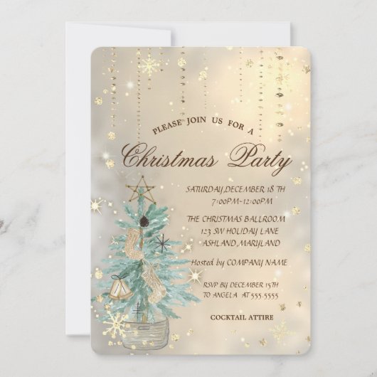 kerstpine-boom, Star, Snowflakes kerst Kaart (Voorkant)