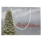 kerstpine-boom, vrolijk kerstfeest groot cadeauzakje (Achterkant)