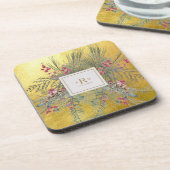kerstpine Botanische Goudmonogram Bier Onderzetter (Linkerzijde)