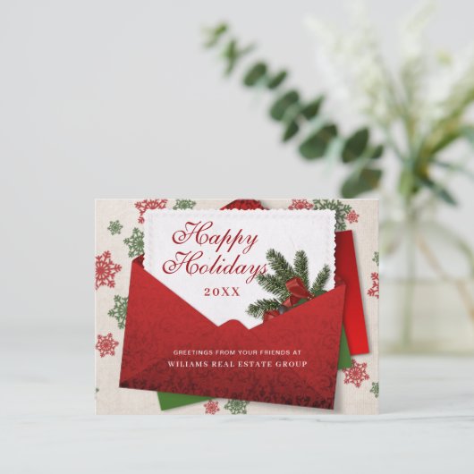 Kerstpine Branch Holiday Corporate Greeting Briefkaart (Staand voorkant)