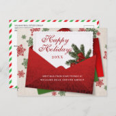 Kerstpine Branch Holiday Corporate Greeting Briefkaart (Voorkant / Achterkant)