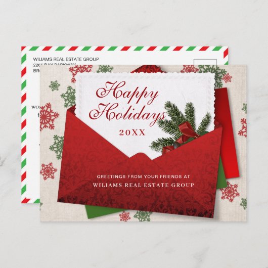 Kerstpine Branch Holiday Corporate Greeting Briefkaart (Voorkant / Achterkant)