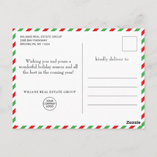 Kerstpine Branch Holiday Corporate Greeting Briefkaart (Achterkant)