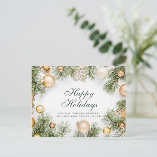 kerstpine cones Branch Rustic Greeting Briefkaart (Staand voorkant)
