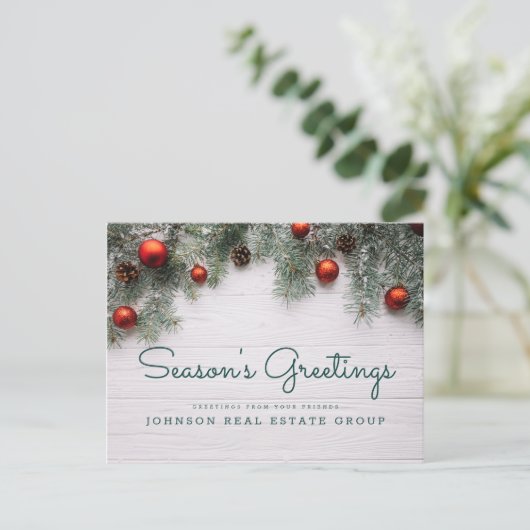 kerstpine Cones Business Season's groeten Briefkaart (Staand voorkant)