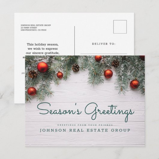 kerstpine Cones Business Season's groeten Briefkaart (Voorkant / Achterkant)