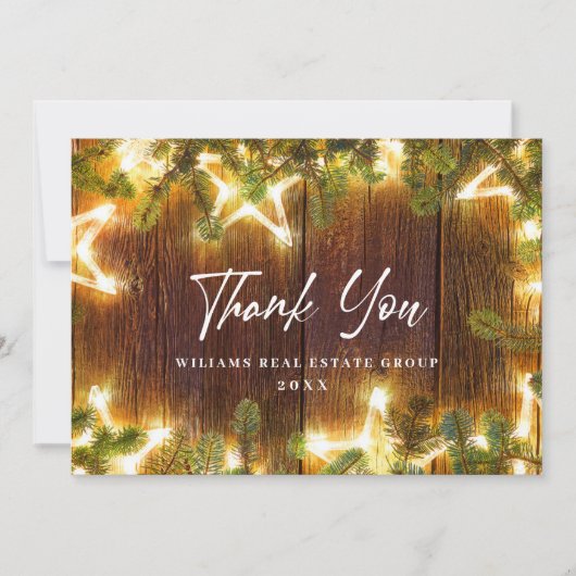 Kerstpine Cones Corporate Rustic Holiday Bedankkaart (Voorkant)