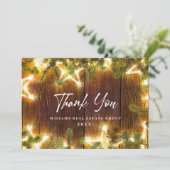 Kerstpine Cones Corporate Rustic Holiday Bedankkaart (Staand voorkant)