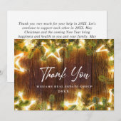 Kerstpine Cones Corporate Rustic Holiday Bedankkaart (Voorkant / Achterkant)