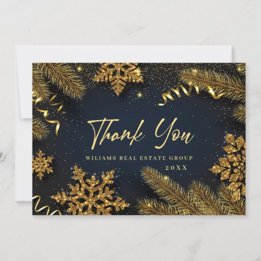 Kerstpine Cones Corporate Rustic Holiday Bedankkaart (Voorkant)