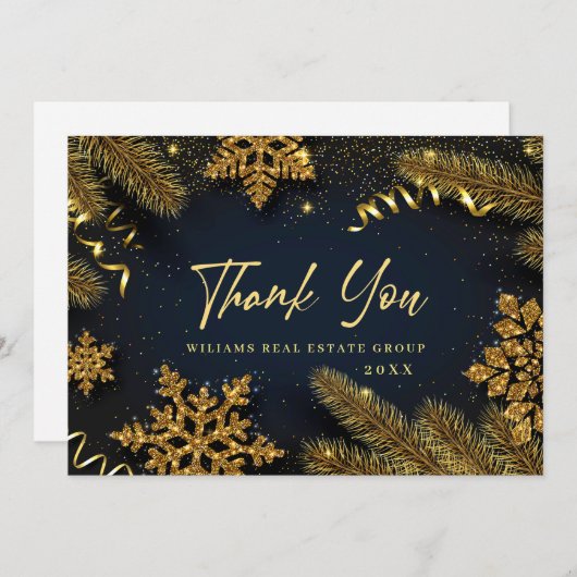 Kerstpine Cones Corporate Rustic Holiday Bedankkaart (Voorkant / Achterkant)