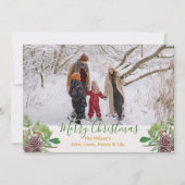 Kerstpine Cones Family Photo Holiday Kaart (Voorkant)