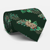 Kerstpine Cones Holly Foliage Striped Green Stropdas (Opgerold)
