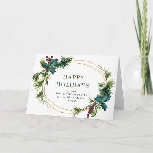 Kerstpine Cones Rustic Greeting Feestdagen Kaart (Voorkant)