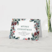 Kerstpine Cones Rustic Greeting Feestdagen Kaart (Voorkant)