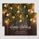 Kerstpine Cones Rustic Greeting Feestdagenkaart (Voorkant / Achterkant)