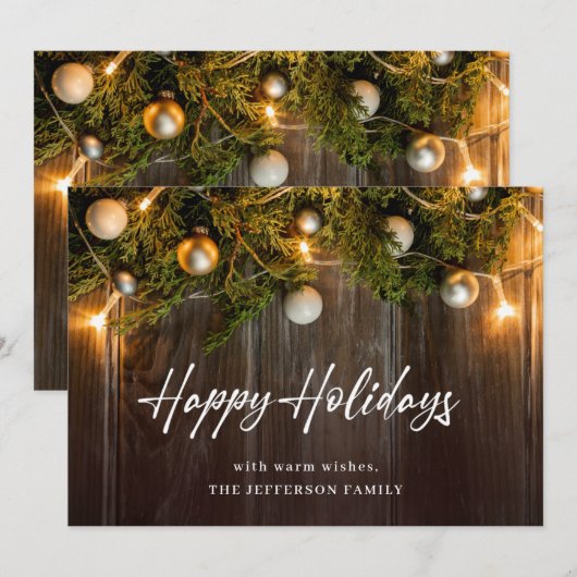 Kerstpine Cones Rustic Greeting Feestdagenkaart (Voorkant / Achterkant)