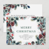 Kerstpine Cones Rustic Greeting Feestdagenkaart (Voorkant / Achterkant)