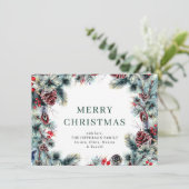 Kerstpine Cones Rustic Greeting Feestdagenkaart (Staand voorkant)