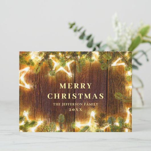 Kerstpine Cones Rustic Greeting Feestdagenkaart (Staand voorkant)