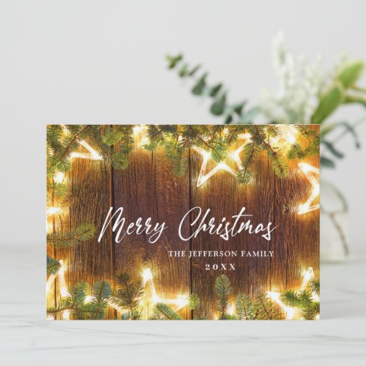 Kerstpine Cones Rustic Greeting Feestdagenkaart (Staand voorkant)