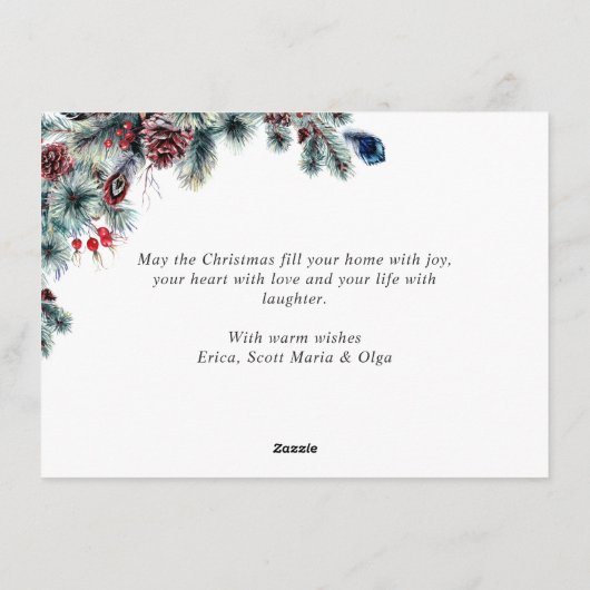 Kerstpine Cones Rustic Greeting Feestdagenkaart (Achterkant)